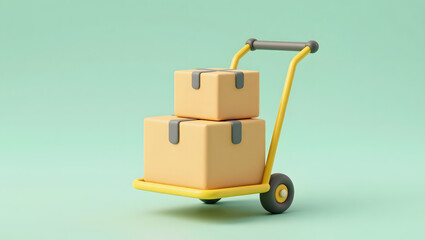 Stacked Boxes on Yellow Cart