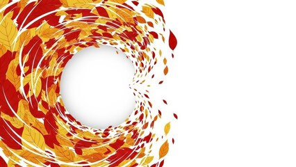 Autumn Leaves Swirling Vortex Abstract Background Design.