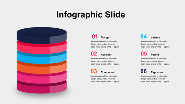 Infographic Slide with Layered Cylinder Diagram and Numbered Points