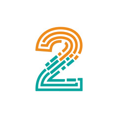 Vibrant gradient stylized number two illustration.