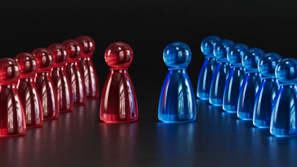 Solitary Red Piece: Confronting Blue Counterpart With Teams Behind
