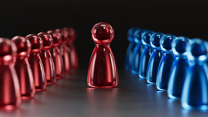 Single Red Piece: Standing Between Red and Blue Groups