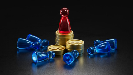 Red On Gold Coins: Surrounded by Fallen Blue Counterparts