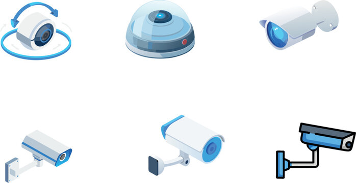 Professional Security Surveillance Camera and CCTV System Icon Set