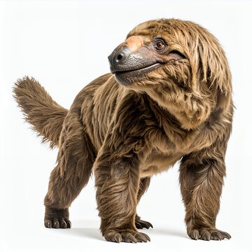 Detailed isolated depiction of a Megatherium on a clean white background