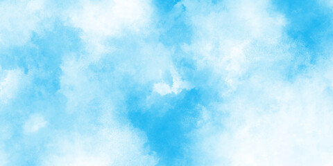 Obraz premium Blue sky with scattered white clouds, Seamless background for design light misty background with blurred blue tones and soft sky, Watercolor illustration art abstract blue color texture background.