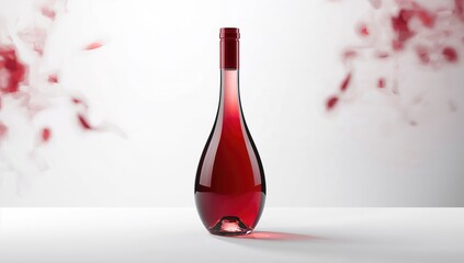 Glass bottle of wine isolated on white, suitable for editorial header backgrounds