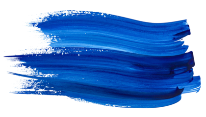 Vivid, layered blue brushstroke against black background, showing texture and dimension