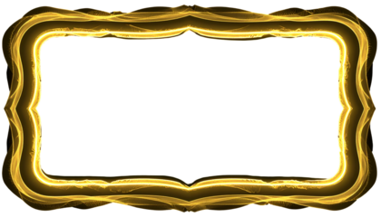 Golden glowing ornate frame with a black rectangular center, elegant and decorative