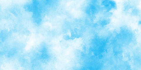 Obraz premium Blue sky with scattered white clouds, Seamless background for design light misty background with blurred blue tones and soft sky, Watercolor illustration art abstract blue color texture background.