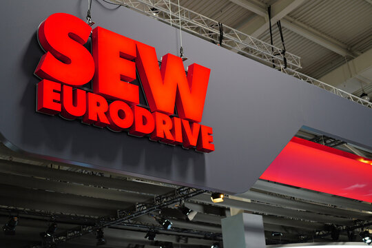 Hannover, Lower Saxony, Germany - April 3, 2025: SEW Eurodrive in Hannover - SEW Eurodrive produces gear units, motors, electric motors, and inverter technology
