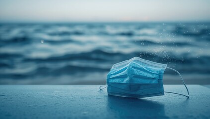 Medical masks worn amid COVID-19 pandemic highlighting environmental pollution concerns