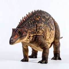 Fototapeta premium Detailed dinosaur sculpture on a pristine white backdrop showcasing intricate scales