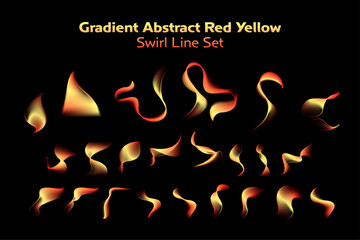 Gradient Abstract Orange Yellow Swirl Line Set