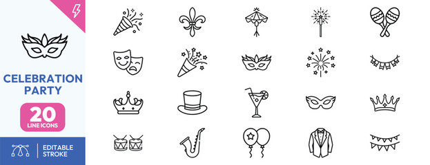 Naklejka premium Celebration Party Icons Set