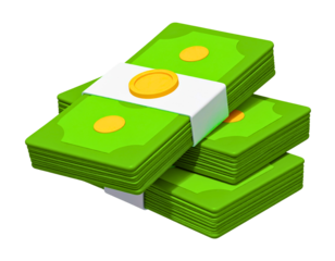 3D money bundles icon. Stack of currency banknotes. Business and finance concept. Banknotes stack icon. 3d illustration
