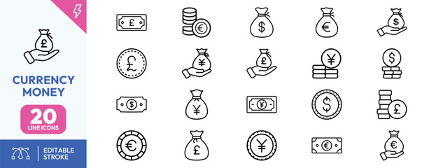 Currency Money Line Icons