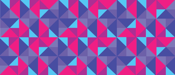Vibrant Purple Pink Blue Geometric Triangle Seamless Pattern Background - Modern Abstract Mosaic Vector Texture, geometric pattern.