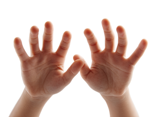 Two child hands outstretched, palms facing outward