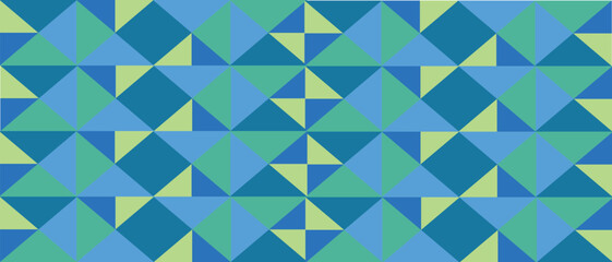 Vibrant Blue Green Teal Geometric Triangle Seamless Pattern Background - Modern Abstract Mosaic Vector Texture, geometric pattern.