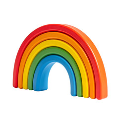 3D rendered, vibrant, arch-shaped rainbow with layered bands against a black background