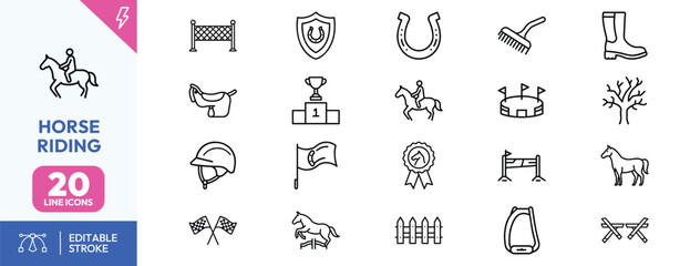 Horse Riding Icons Set