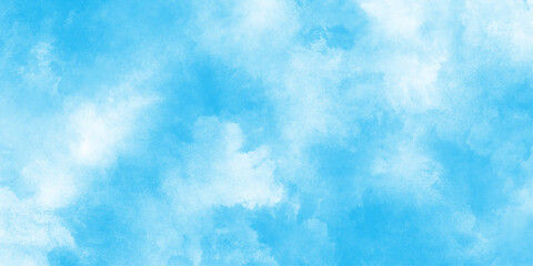 Natural sky background for design and Illustration, blue watercolor with beautiful natural white clouds, elegant light blue watercolor background with a soft gradient.