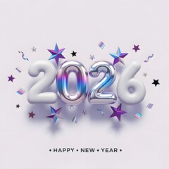 Obraz premium Happy new year 2026 celebration with shiny stars