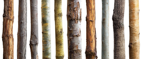 Fototapeta premium Vertical array of textured wooden trunks