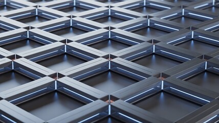 Modern metallic lattice pattern with blue accents and shadows