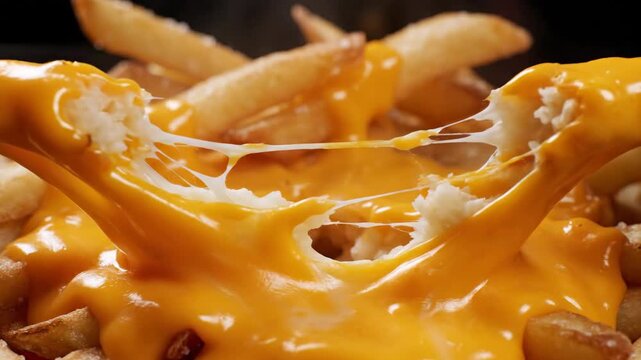 Golden Fried Potato Melted Cheese Delicious Satisfying Dish � Crispy Fry Dipped Creates Mouthwatering Appetizer Cheesy Topping on Fries Promises Flavorful Bite