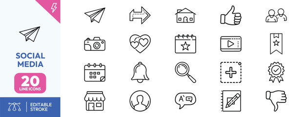 Social media icons and symbols for communication
