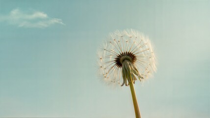 Dandelion flower in a serene natural landscape setting