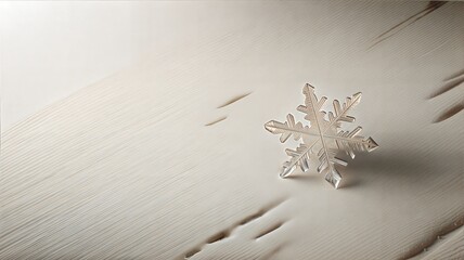 Intricate silver snowflake on textured white surface