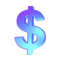 Obraz premium A Dollar with dark neon light effect, 3d rendering, dollar sign isolated on transparent background. Dollar png