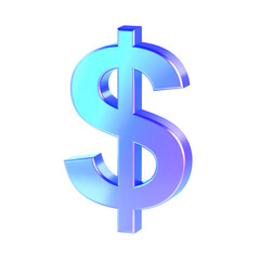 Fototapeta premium A Dollar with dark neon light effect, 3d rendering, dollar sign isolated on transparent background. Dollar png