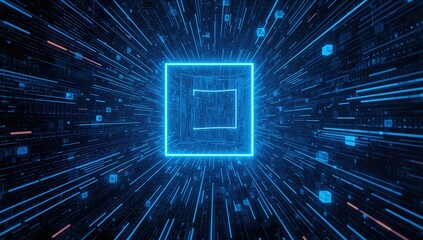 High tech digital core visualization illustrating big data cloud computing and next generation technology infrastructure