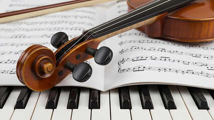 Harmonious blend of musical instruments sheet music creating melodic symphony