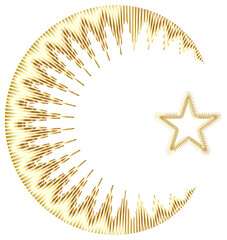 gold Art Deco Style Crescent And Star