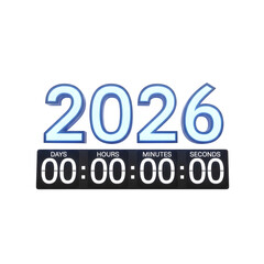 Countdown to 2026 isolated on transparent background