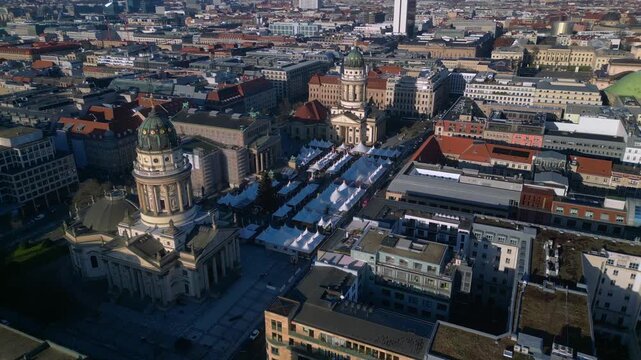 historic Gendarmenmarkt square in Berlin Germany. Nice aerial view drone