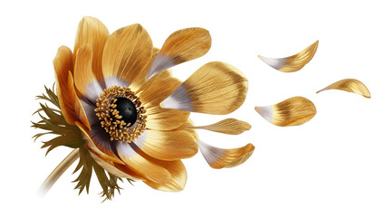 A serene and elegant golden flower in full bloom with delicate petals unfolding