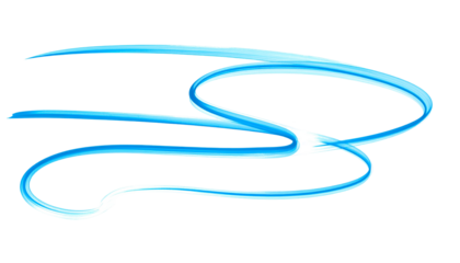 Light blue abstract swirling stream on black background, resembling wind or energy