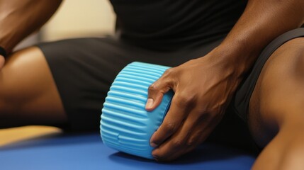 Man using a foam roller