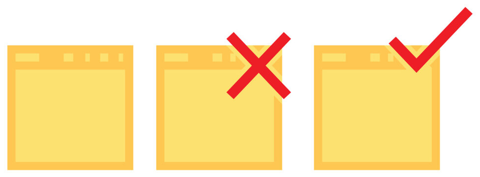 Website Interface Approval And Rejection Concept Illustration.