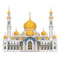 Grand Mosque with Golden Domes and Minarets Islamic architecture