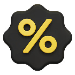 Yellow percent sign on black irregular shape percentage