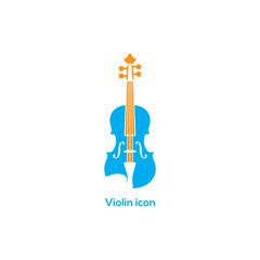 Colorful violin musical instrument icon, modern classical music symbol vector illustration isolated on white background for creative design projects

