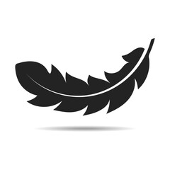 Minimalist black feather icon silhouette vector illustration isolated on white background 