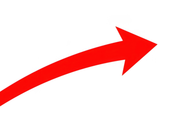 Red arrow isolated on transparent background for growth and progress, marketing and web design